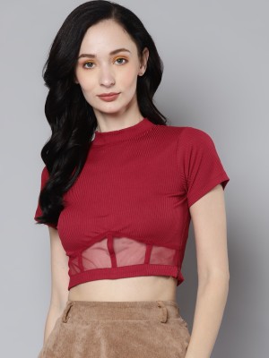 SASSAFRAS Casual Solid Women Red Top