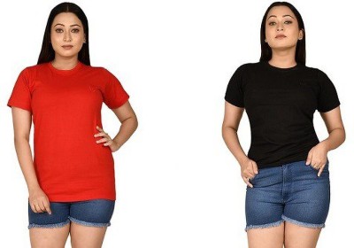 s p fashions Casual Solid Women Red, Black Top