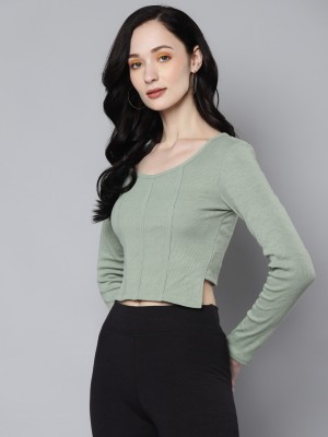 SASSAFRAS Casual Solid Women Green Top