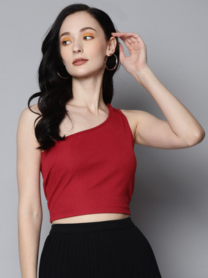 SASSAFRAS Casual Solid Women Red Top