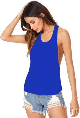 THE BLAZZE Casual Solid Women Blue Top