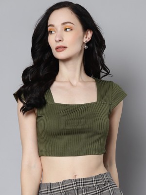 SASSAFRAS Casual Solid Women Green Top