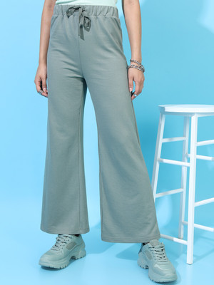 Tokyo Talkies Solid Women Green Track Pants