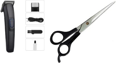 Lenon 522 TRIMMER Runtime & Hair Cutting Scissors Professional Stainless Steel Trimmer 45 min  Runtime 6 Length Settings(Black)