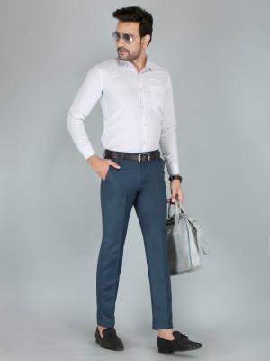 Kurus Regular Fit Men Blue Trousers