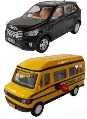 amisha gift gallery Combo of Pull Back Action SUV Creta with School Bus Model Toy Car for Kids and Boys (Color May Vary)(Multicolor, Pack of: 1)