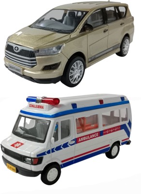 amisha gift gallery Combo of Pull Back Action Innova Crysta with Ambulance Traveller Model Toy Car for Kids and Boys (Color May Vary)(Multicolor, Pack of: 1)
