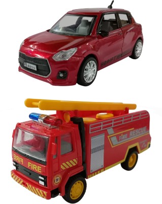 amisha gift gallery Combo of Pull Back Action New Maruti Swift with Fire Tender Truck Toy Car for Kids and Boys (Color May Vary)(Multicolor, Pack of: 1)