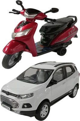 amisha gift gallery Combo of Pull Back Action EcoSport with Scooty Model Toy Car for Kids and Boys (Color May Vary)(Multicolor, Pack of: 1)