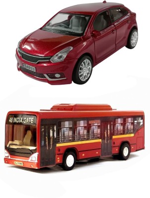 amisha gift gallery Combo of Pull Back Action Baleno with Low Floor CNG City Bus Model Toy Car for Kids and Boys (Color May Vary)(Multicolor, Pack of: 1)