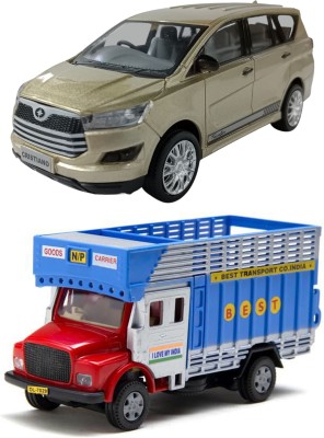 amisha gift gallery Combo of Pull Back Action Innova Crysta with Truck Model Toy Car for Kids and Boys (Color May Vary)(Multicolor)