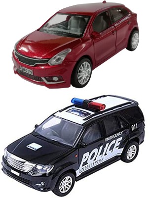 amisha gift gallery Combo of Pull Back Action Baleno with Fortuner Police Interceptor Model Toy Car for Kids and Boys (Color May Vary)(Multicolor, Pack of: 1)