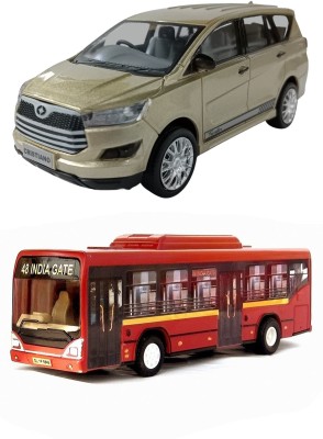 amisha gift gallery Combo of Pull Back Action Innova Crysta with Low Floor CNG City Bus Model Toy Car for Kids and Boys (Color May Vary)(Multicolor)