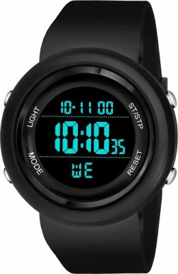 QALIBA HL-2022 New Trending Full Black Round Waterproof Gym Fitness Freek DTL-BLK Digital Watch Analog Watch  - For Men