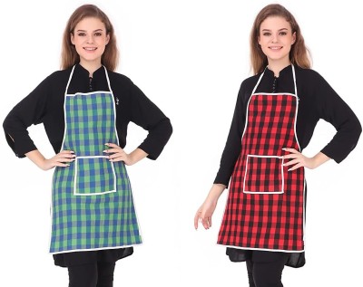 VOYARGE Cotton Home Use Apron - Free Size(Multicolor, Pack of 2)