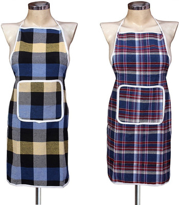 VOYARGE Cotton Home Use Apron - Free Size(Multicolor, Pack of 2)