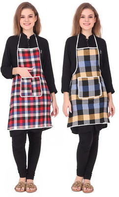VOYARGE Cotton Home Use Apron - Free Size(Multicolor, Pack of 2)