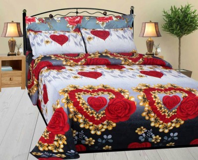 Z Decor 144 TC Polycotton Double Printed Flat Bedsheet(Pack of 1, Multicolor)