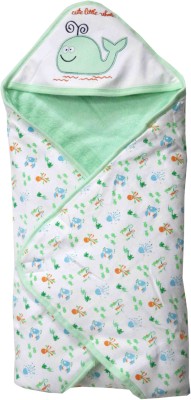 FAVISM Cartoon Single Hooded Baby Blanket for  AC Room(Cotton, Green)