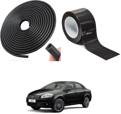 PRTEK Aluminium, Rubber Car Bumper Guard(Black, Pack of 2, Fiat, Linea)