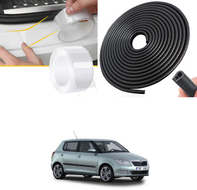 PRTEK Aluminium, Rubber Car Bumper Guard(Black, Pack of 2, Skoda, Fabia)