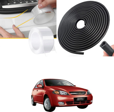 PRTEK Aluminium, Rubber Car Door Guard(Black, Pack of 2, Chevrolet, Optra SRV)