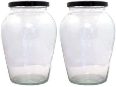 Coozico Glass Grocery Container  - 1000 ml(Pack of 2, Black)