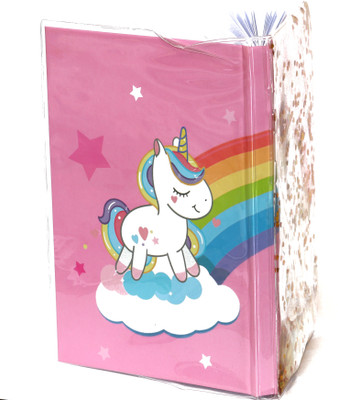 payal enterprises unicorn A5 Diary single rule 80 Pages(Pink, Pack of 3)