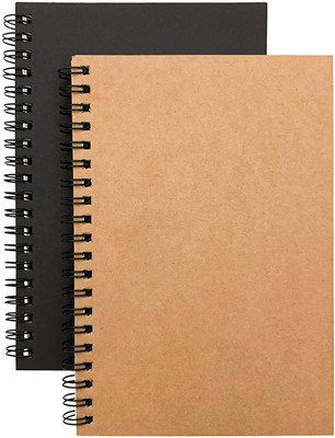 Eoout 6 Pack Unlined Spiral Notebook, 100 Blank Pages, 50 Sheets, Sketch Books, A5 Notebook Blank 100 Pages(Brown, Black, Pack of 2)