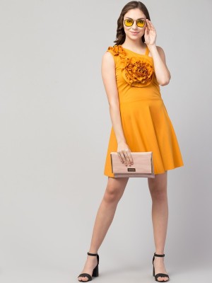 Rahulentrpris Women Skater Yellow Dress