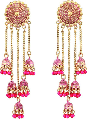 VRINDAV COLLECTION jhumkipink08 Pearl Alloy Jhumki Earring