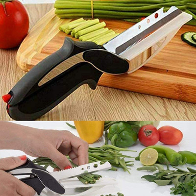 Saule Multipurpose 5 in 1 Smart Knife Cutter & Clever Scissor with Lock System Kitchen Tool Set(Black, Cutter)