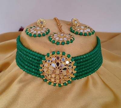 shivay Crystal Green, Gold, White Jewellery Set(Pack of 1)