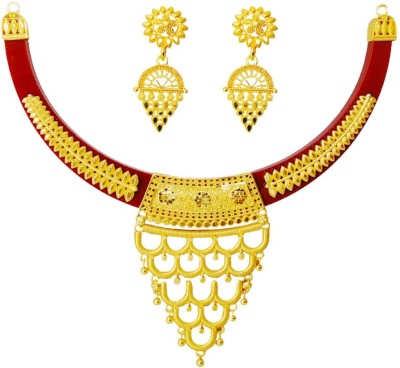 ZR JEWELS Plastic, Alloy Gold-plated Red, Gold Jewellery Set(Pack of 1)