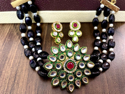 SUBHARPIT Brass Gold-plated Black Jewellery Set(Pack of 1)