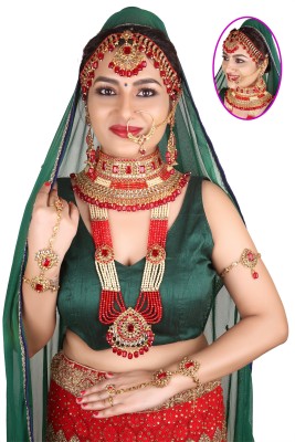 SHIV SHAKTI JEWELLERS Alloy Gold-plated Gold, Red Jewellery Set(Pack of 1)