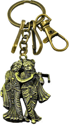 AFH Radha Krishna Antique Gold Hook Decorative Key Chain for Gifting Key Chain