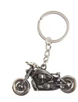 Tagnation Metal Silver Harley Davidson Bike With Rotating Tyres Keychain Key Chain