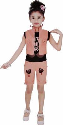 Vinson Girls Casual Top Shorts(PEACH::BLACK)