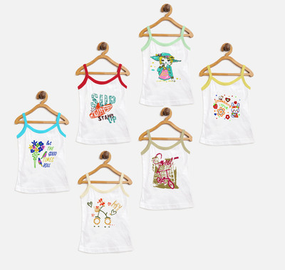 Kronado Camisole For Baby Girls(White, Pack of 6)