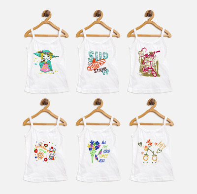 Yuneek Camisole For Baby Girls(White, Pack of 6)