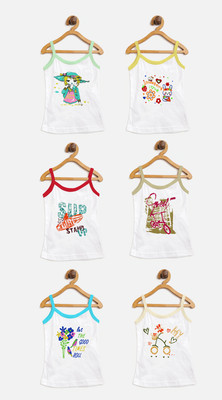 Neeba Camisole For Baby Girls(White, Pack of 6)