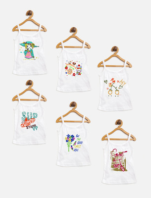 Neeba Camisole For Baby Girls(White, Pack of 6)