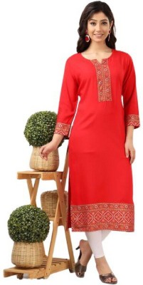 Jaipurcreations Women Dyed/Ombre Straight Kurta(Pink)