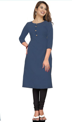 StylishKurta Women Solid Straight Kurta(Blue)
