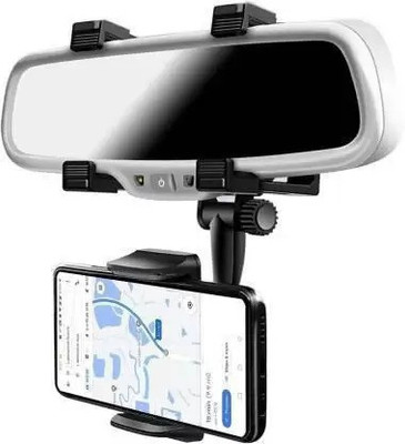 NKL Rear Mirror Phone Mount Stand Full Rotation Adjustable Car Mount Upto 6.7 inch Mobile Holder
