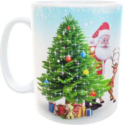 Misaki Santa with Christmas Tree Design Printed Coffee Ceramic Coffee Mug(350 ml)