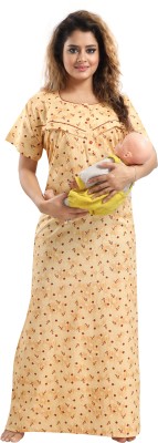 Momley Women Maternity/Nursing Nighty(Yellow)