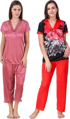 KEOTI Women Printed Red Night Suit Set