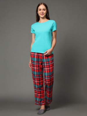 BSTORIES Women Solid Green Top & Pyjama Set